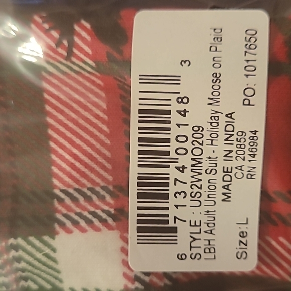 🎄🎄HOLIDAY MOOSE ON PLAID ADULT UNION SUIT🎄🎄 - Picture 7 of 12